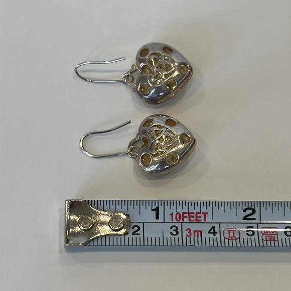 Silver Heart Earrings with Rhinestones - Picture 4 of 4